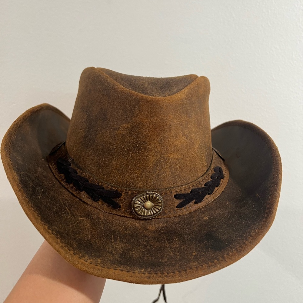 NWOT HADZAM Genuine Leather Cowboy Australian Hats for Men & Women Size L